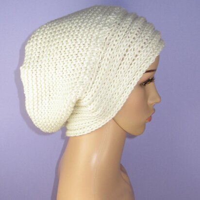 Chunky Rib Band Garter Stitch Slouch Hat