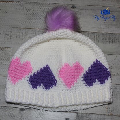 Topsy Turvy Hearts Beanie