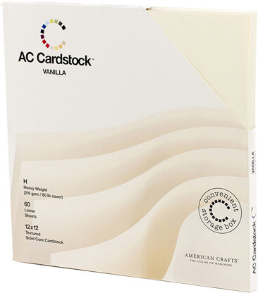 American Crafts Textured Cardstock Pack 12"X12" 60/Pkg - Solid Vanilla