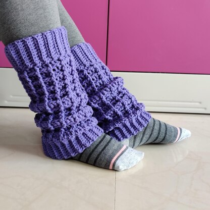 Lavender Waffle Leg Warmers