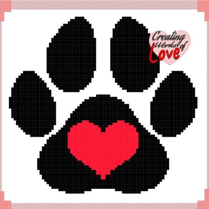 Heart Paw Print C2C Stitch Graph