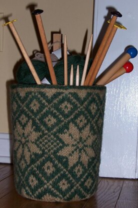 Felted Snowflakes Yarn Basket