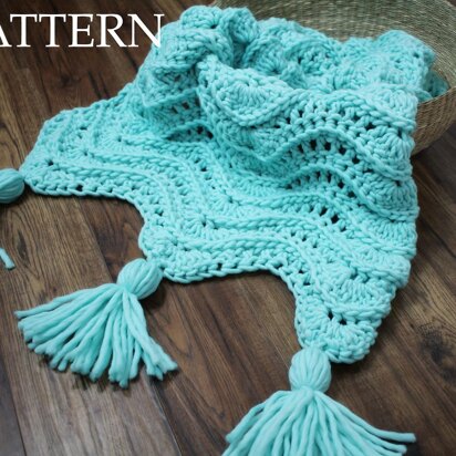 Calming Waves Tassel Throw