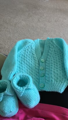 My go to fav baby cardigan and booties