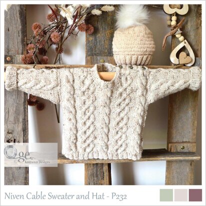 OGE Knitwear Designs P232 Niven Cable Sweater and Hat PDF