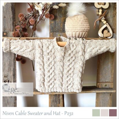 Niven Cable Sweater and Hat - P232