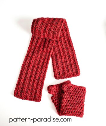 Simple Scarf & Fingerless Gloves Set