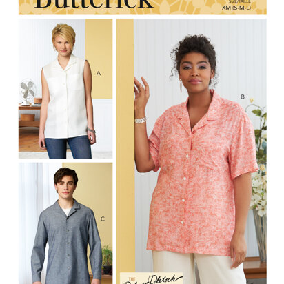 Butterick Hemden mit Knopfleiste Für Damen und Herren B6846 - Schnittmuster