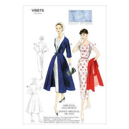Vogue Misses' Dress, Belt, Coat and Detachable Collar V8875 - Sewing Pattern