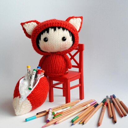 Big Tanoshi Fox Doll with removable tail - knitting pattern