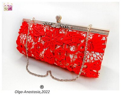 Red lace handbag