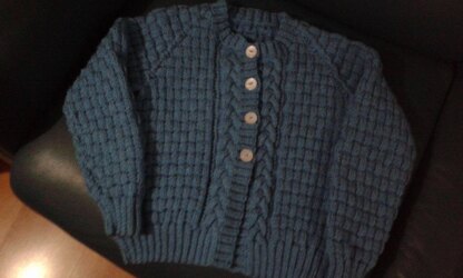 Izzy's blue cardigan