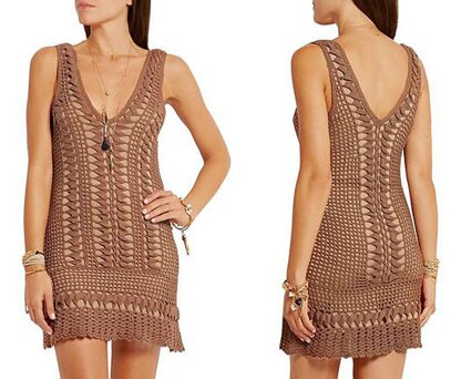 Crochet lacy cabled dress.
