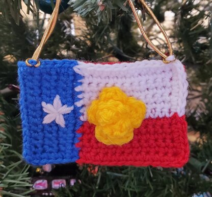 Texas Flag/Yellow Rose Ornament