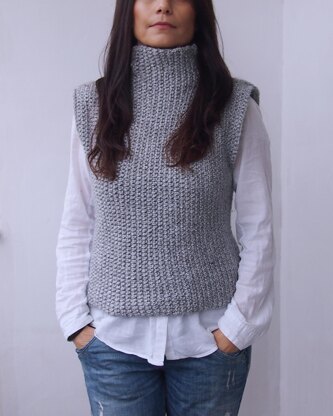 Knit look ribbed vest sweater