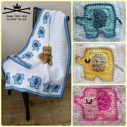 Elephant's On Parade Baby Blanket