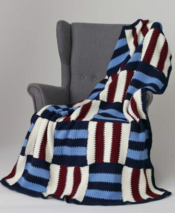 Striped Parquet Afghan in Caron United - Downloadable PDF