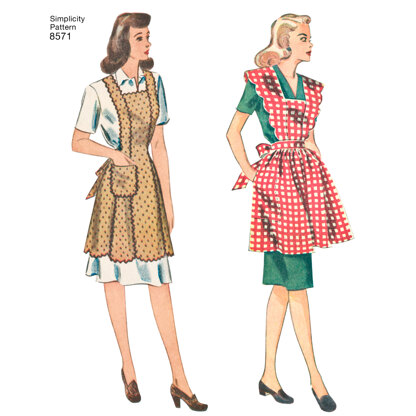 Simplicity 8571 Women's Vintage Aprons - Paper Pattern, Size A (S-M-L)