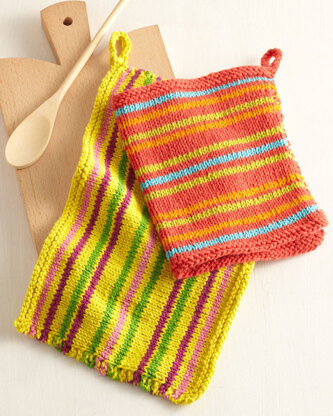 Bright Stripes Dishcloths in Lion Brand Kitchen Cotton - L10620