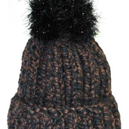 Sparkling Pom-Pom Ski / Toboggan Hat in Lion Brand Wool-Ease Thick & Quick - 50854