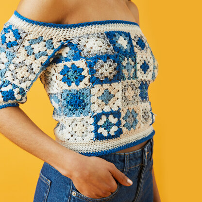 Shoulders in the Sun Top - Free Crochet Pattern in Paintbox Yarns Cotton DK & Metallic DK - Free Downloadable PDF