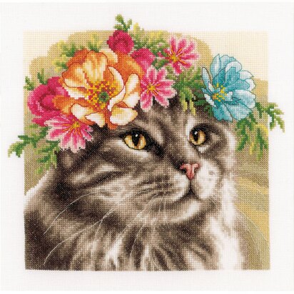 Vervaco Flower Crown Maine Coon Counted Cross Stitch Kit - 660527