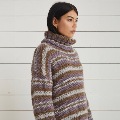 Nuno Stripe Sweater -  Knitting Pattern for Women in Debbie Bliss Saphia