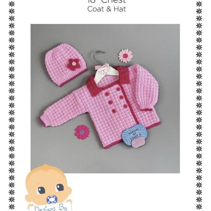 Izzy Double Breasted Baby Coat Knitting Pattern 18 inch chest size