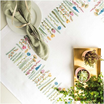 Rico Herbal Meadow Tablecloth Embroidery Kit (90 x 90 cm) - 90x90