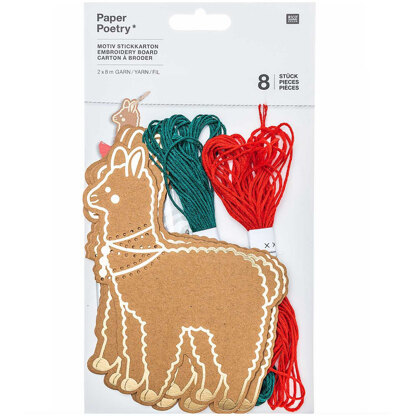 Rico Christmas Llama Tree Decoration Embroidery Kit (8 pcs) - Natural