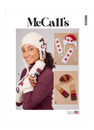 McCall's Misses' Knit Hats and Fingerless Gloves M8232 - Paper Pattern, Size All Sizes in One Envelope