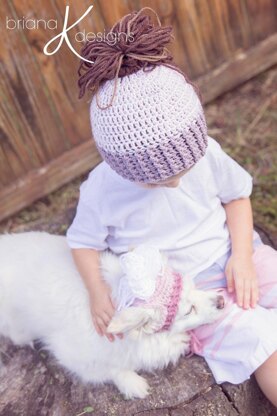 Messy Bun Pony Tail Hat + Puppy