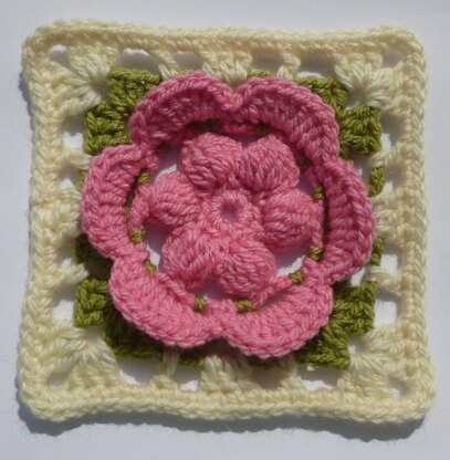 Flower in Square Crochet Granny Square Floral Afghan Block Motif