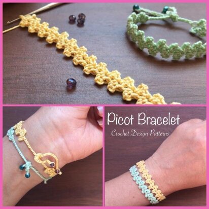 Pdf Pattern for crochet picot bracelet - Friendship/Love/Thinking of you bracelet - Easy Crochet pattern for beginners