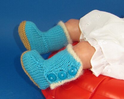 Baby Fur Trim 3 Button Booties (Bootees)