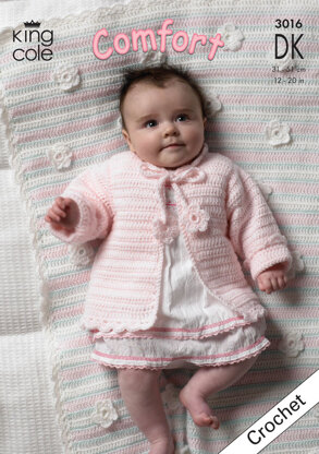 Baby Set with Pram Blanket in King Cole Comfort DK - 3016