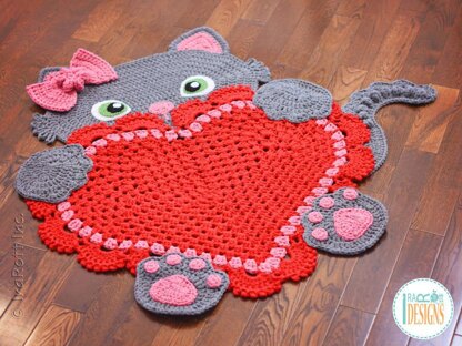 Sassy the Kitty Cat Heart Rug