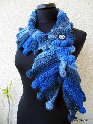 Crochet Multicolour Blue Scarf "Fantasy"