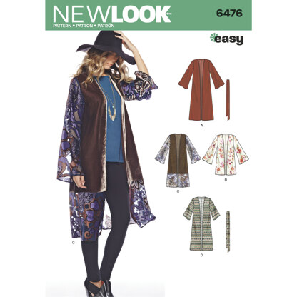 New Look 6476 Misses' Easy Jacket with Length and Sleeve Variation 6476 - Paper Pattern, Size A (8-10-12-14-16-18)