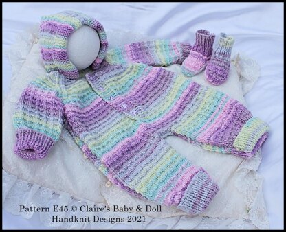 Waffle style All in One and Socks Set for 16-22” doll/preemie – 3m+ baby