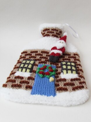 Christmas House Hot Water Bottle Cover