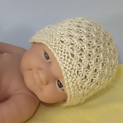 Preemie, Tiny and Newborn Baby 3 Stitch Lace Beanie Hat