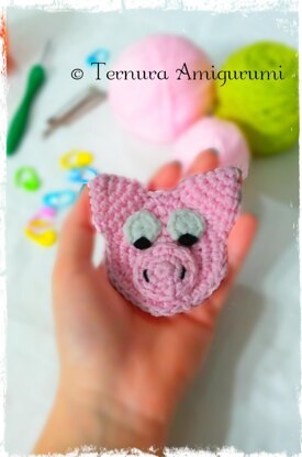 Applique of pig crochet pattern