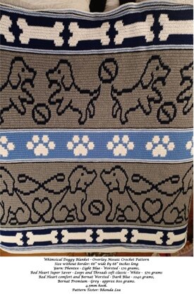 Whimsical Doggy Blanket Overlay Mosaic Crochet Pattern