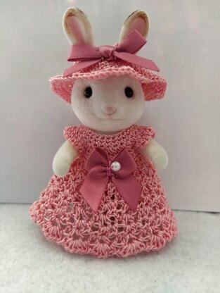 Basic Dress and Hat Set for Sylvanian Adult Rabbit, Cat, etc.