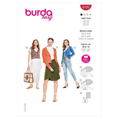 Burda Style Misses' Jacket and Vest B6120 - Paper Pattern, Size 8-18