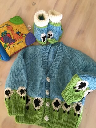 I Love EWE Sheep Cardigan Set