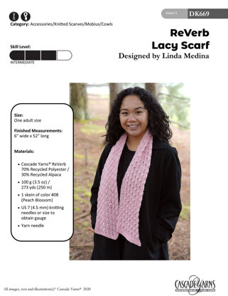 Lacy Scarf in Cascade Yarns ReVerb - DK669 - Downloadable PDF