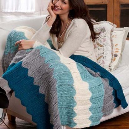 Chevron Knit Throw in Red Heart Soft Solids - LW2974 - knitting pattern