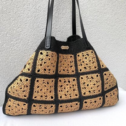 Granny square raffia bag